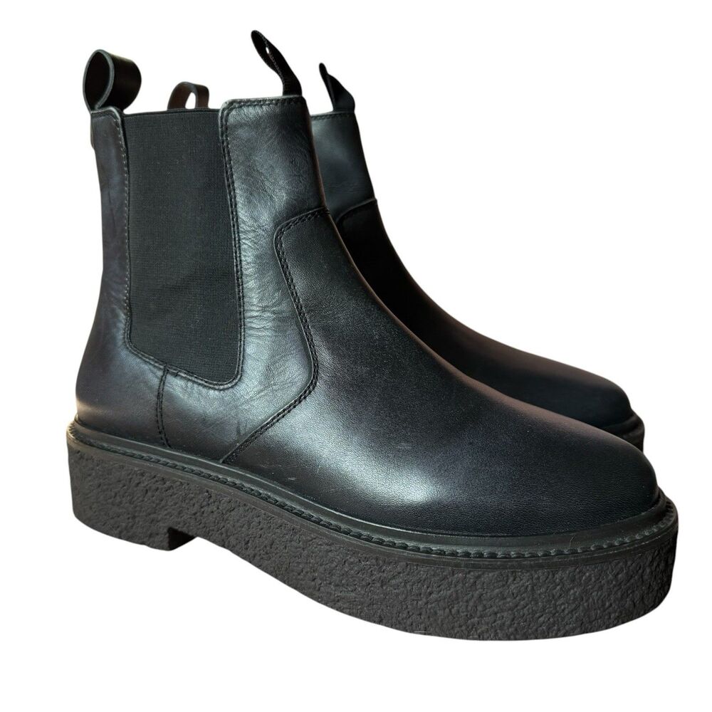 Free People Black Synthetic Chelsea Ankle Boots Platform Pull-On US 7.5